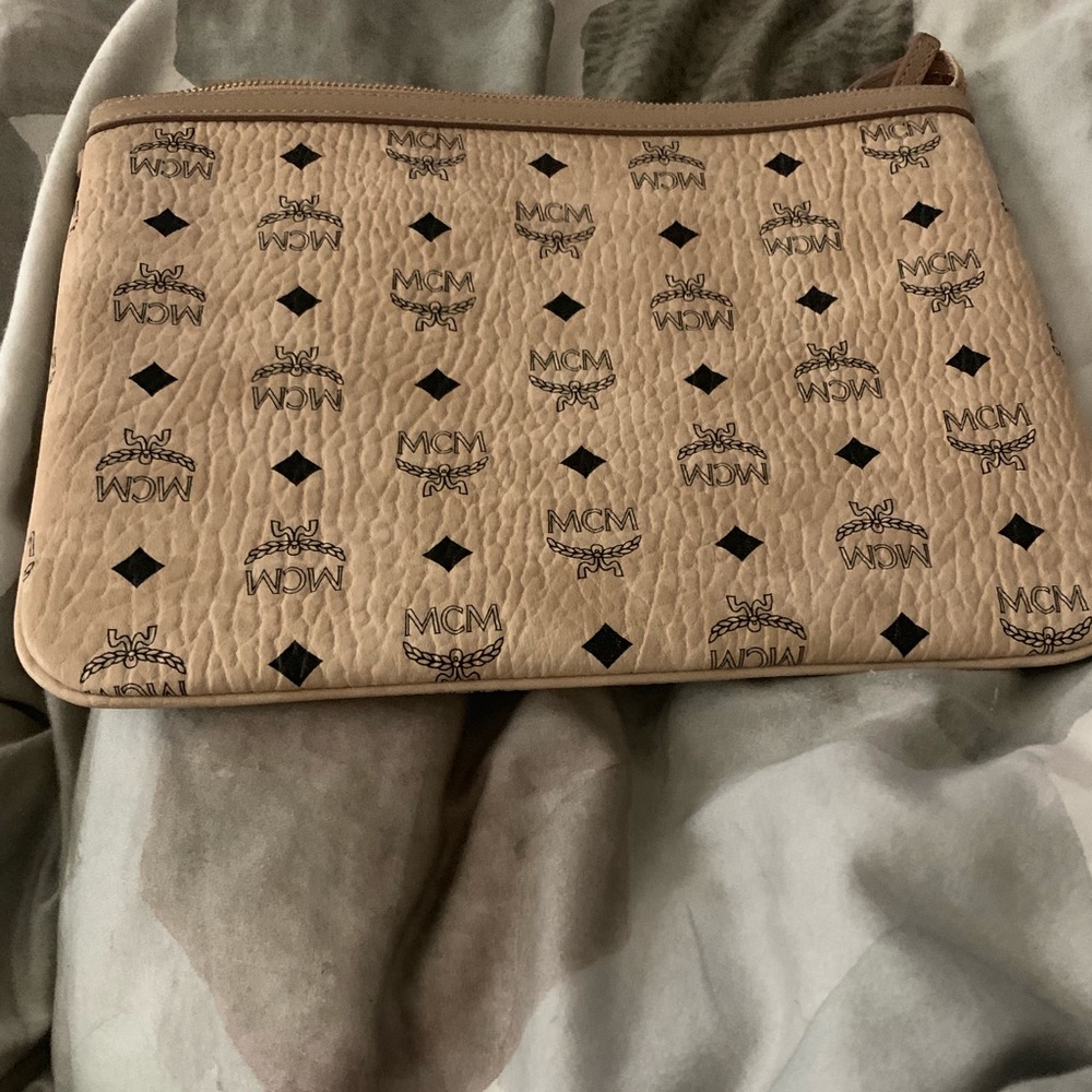 Authentic Beige MCM Pouch